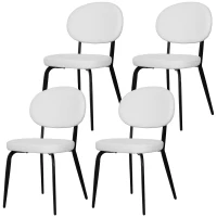 HOMCOM Set of Four Boucle Dining Chairs - White(m-11)