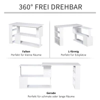 HOMCOM Eckschreibtisch Arbeitstisch Winkelschreibtisch Computertisch Bürotisch Regal L-Form 120 x 110 x 74,5 cm, I-Form 190 x 50 x 74,5 cm(m-5)