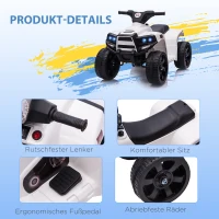HOMCOM Mini Elektro-Quad Kinder Elektro ATV Kinderwagen für 18 bis 36 Monaten Elektromotorrad mit 2 Scheinwerfer Elektroquad Strandauto-Form PP Stahl Schwarz+Weiß 65 x 40 x 43 cm(m-5)