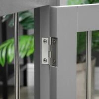 PawHut Dog Crate End Table Furniture Style Dog Cage w/ Three Doors, Locks and Latches - Grey(m-9)