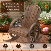 Outsunny Mecedora Rústica de Madera Maciza para Exteriores Sillón Balancín de Terraza o Jardín 88x68x92 cm Color Madera Envejecida(m-5)