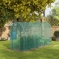 Outsunny 360 x 120cm Galvanised Steel Fruit Cage, Plant Protection Tent with Zipped Door, Green(m-10)