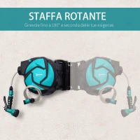 DURHAND Avvolgitubo Automatico a Parete con Tubo da 10 m, in Plastica e PP, 28x14x34 cm, Nero e Azzurro(m-6)