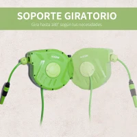 Outsunny Carrete para Manguera Enrollable Carro de Manguera de Jardín 10m Roll-up Automático con Pistola de Pulverización(m-4)