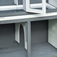 PawHut Rabbit Hutch Outdoor Guinea Pig Hutch 2 Tier Wooden Cage w/ Ramp, Divider, Openable Roof, 125 x 48 x 100cm - Grey(m-9)