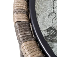 Outsunny 3 Pieces Rattan Bistro Set, Wicker Garden Furniture Set with Cushions, Glass Top Coffee Table and Chairs for Outdoor, Patio, Balcony, Grey(m-9)