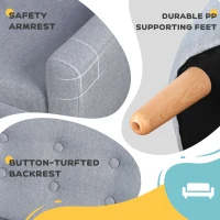 HOMCOM Children's Armchairs Kids Armchair Toddler Chair 2 Seater Wood Frame Mini Sofa for Bedroom Playroom Grey(m-4)