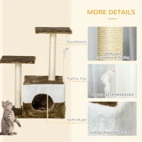 PawHut Cat Tree Tower for Indoor Cats Kitten House Scratching Posts with Condo Perch Interactive Mouse Toy, 45 x 33 x 70 cm, Brown(m-6)