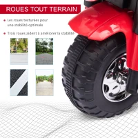 HOMCOM Moto électrique Enfant Chopper Tout-Terrain 6 V 20 W Marche AV AR 3 Roues Effets Lumineux et sonores Rouge Noir(m-6)