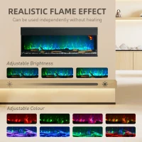 HOMCOM 1800W 15-40℃ Adjustable Flame Glass Panel Convector Heater, 127cm(m-4)