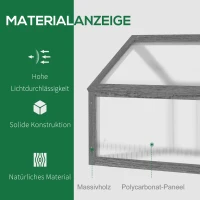 Outsunny Mini-Gewächshaus, Kompaktes Pflanzenhaus aus Holz, Polycarbonat-Platten, Belüftungsöffnung, 90L x 52B x 49,5H cm, Grau(m-4)