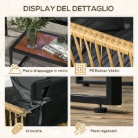 Outsunny Set da Giardino 4 Pezzi in Rattan con Divanetto, 2 Sedie e Tavolino da Caffè, Grigio e Marrone(m-6)