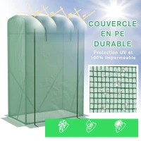Outsunny Serre de jardin PE, serre de balcon, bâche renforcée 140 g/m², châssis en acier, porte zippée enroulable, pour légumes plantes fleurs, intérieur et extérieur, 100 x 50 x 150 cm, vert(m-4)