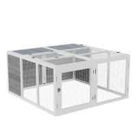 PawHut Kaninchenstall mit Freigehege, aufklappbares Dach, 120 cm x 120 cm x 60 cm(m-10)