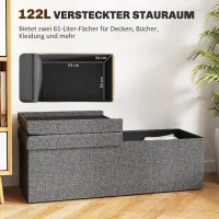 HOMCOM Fußhocker mit Stauraum, faltbares Design, weiche Polsterung, für Flur, Wohnzimmer, Schlafzimmer, Dunkelgrau(m-4)