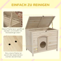 PawHut Kleines Haustierhaus für Katzen und Zwergkaninchen, Haustierhütte, faltbar, Massivholz, 78 x 51 x 62 cm(m-7)