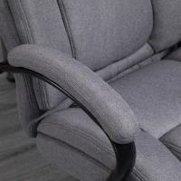Vinsetto Bürostuhl, Ergonomischer Chefsessel bis 220 kg belastbar, Gepolsterter Schreibtischstuhl mit Armlehne, breit Sitz, Höhenverstellbarer Drehstuhl mit Wippfunktion, Leinenoptik, Hellgrau(m-9)