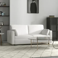 HOMCOM Sofá de 3 Plazas Sofá de Salón Tapizado en Poliéster con 2 Cojines Sofá de Diseño para Dormitorio 178x82x85 cm Crema(m-2)