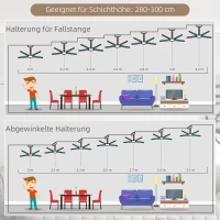 HOMCOM Deckenventilator Deckenventilator mit Licht, Kettenzugschalter, 3 Geschwindigkeiten, 76 cm x 76 cm x 41,5 cm, Weiß(m-7)