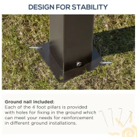 Outsunny 3 x 3.6m Hardtop Gazebo Canopy with Polycarbonate Roof Garden Pavilion with Removable Curtains and Steel Frame, Brown(m-7)