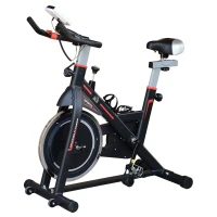 HOMCOM Bicicleta Estática con Volante de 8 kg Pantalla LCD Pulsómetro Sillín y Manillar Ajustables 103x48x115 cm Negro(m-10)