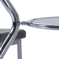 HOMCOM Conjunto Mesa y 4 Sillas de Comedor 5 Piezas Mesa Redonda de Vidrio Templado y 4 Sillas con Patas de Acero Gris(m-7)