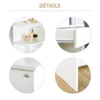 HOMCOM Coiffeuse Design Contemporain Table de Maquillage Multi-Rangement 4 étagères Grand tiroir et Miroir Panneaux Particules Blanc(m-6)