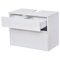 HOMCOM Mobiletto Sottolavabo e Copricolonna per il Bagno, in Legno Bianco con 2 Cassetti e Taglio a U, 67 x 36 x 52cm(m-9)