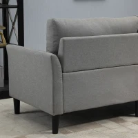 HOMCOM Canapé 3 Places Style Contemporain assises Larges Profondes accoudoirs courbés piètement effilé Bois hévéa Noir Polyester Gris Clair(m-9)