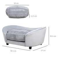 PawHut Dog Sofa for XS and S-Size Dogs, Pet Couch with Thick Sponge Padded Cushion, Cat Lounge Bed with Washable Cover, Wooden Frame(m-3)