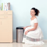 HOMCOM Sensor Mülleimer 30L Automatischer Mülleimer mit Soft-Close-Deckel, Bewegungssensor, Wasserdichter Abfalleimer Müllbehälter Abfallbehälter für Büro, Schlafzimmer, Küchen Schwarz+Silber(m-5)