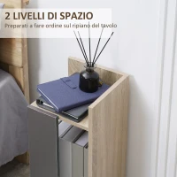 HOMCOM Comodino Moderno Grigio con Ripiano Aperto, Set 2 Pezzi in Truciolato per Camera da Letto e Soggiorno, 27x25x60cm(m-5)