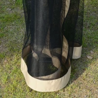 Outsunny Tonnelle pavillon de jardin avec toit rigide polycarbonate imperméable 4 parois latérales anti-UV moustiquaires 3 x 3 m marron et kaki(m-9)