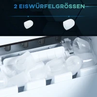 HOMCOM Eiswürfelmaschine, 2, 2 Liter, 12 kg in 24 h, Eiskugeln, selbstreinigend, Eiswanne, Eisschaufel, Schwarz(m-5)