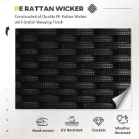 Outsunny 4 Pieces Rattan Garden Furniture Set, 4 Seater Garden Sofa Set with Loveseat, Armchairs and Glass Top Table, Wicker Conservatory Furniture with Cushions for Patio, Balcony, Black(m-4)