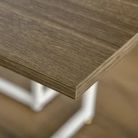 HOMCOM Modern 5-Piece Dining Table Set Metal Frame Square Kitchen Table with 4 Chairs for Dining Room, Walnut(m-9)