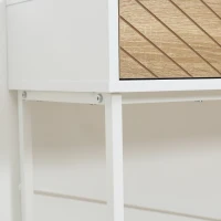 HOMCOM Mesa de Consola Estrecha con 2 Cajones Diseño de Líneas Talladas Estilo Moderna Blanco y Roble(m-9)