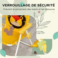 Outsunny Ensemble salon de jardin enfant 4 pièces motif du lion avec parasol réglable Ø 100 cm chaise pliable jaune(m-7)