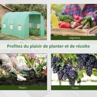 Outsunny Serre de Jardin Tunnel 8 m² 4L x 2l x 1,9H m Acier galvanisé renforcé diamètre 2,4 cm + PE Haute densité fenêtres Porte Vert(m-7)