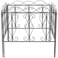 Outsunny Lot de 4 clôtures de jardin décoratives en métal noir avec ornements - 252 x 62 cm noir(m-10)