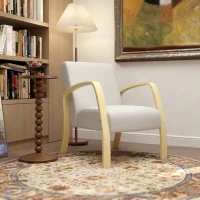 HOMCOM Poltrona Moderna Stile Scandinavo Imbottita in Tessuto e Legno di Betulla, Grigio(m-8)