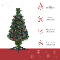 HOMCOM Albero di Natale Artificiale Altezza 60cm a Fibre Ottiche con 55 Rami in PVC(m-4)