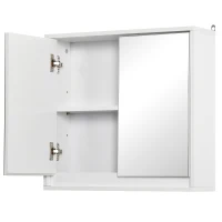 HOMCOM Armario de Baño con Espejo con 2 Puertas y Balda Ajustable Mueble Colgante de Estilo Moderno 48x14,5x45 cm Blanco(m-9)