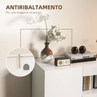 HOMCOM Credenza Moderna Bassa con Ante Ammortizzate e Apertura a Pressione, Ripiani Regolabili, Bianco(m-9)