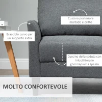 HOMCOM Divano 3 Posti Economico per Casa e Ufficio con 4 Gambe in Metallo, Divano con Braccioli Imbottiti, Tessuto Effetto Lino, Grigio(m-6)