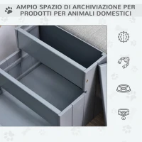 PawHut Scaletta per Cani a 3 Gradini con Tappeto Antiscivolo e Spazio Interno, 40.5x44.5x38cm, Grigio(m-5)