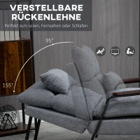 HOMCOM Sessel mit Ottomane Polstersessel Relaxsessel, inkl. Kissen, 68 cm x 91,5 cm x 88 cm, Hellgrau(m-4)