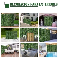 Outsunny Seto Artificial en Rollo 3x1 m Pantalla de Cerca de Privacidad para Balcón Valla Jardín Exterior Planta Decorativa de Pared PE Fácil Montaje Verde(m-7)
