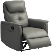 HOMCOM Recliner Armchair with Thick Padded Spring Cushion, Microfibre Manual Reclining Chair with Adjustable Leg Rest, Side Pockets for Living Room, Bedroom, Light Grey(m-11)