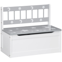 ZONEKIZ 2 en 1 Banco Infantil con Baúl de Almacenamiento para Niños de +18 Meses Carga 50 kg 60x30x50 cm Gris y Blanco